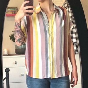 Mystree Striped Button-up Blouse Size S